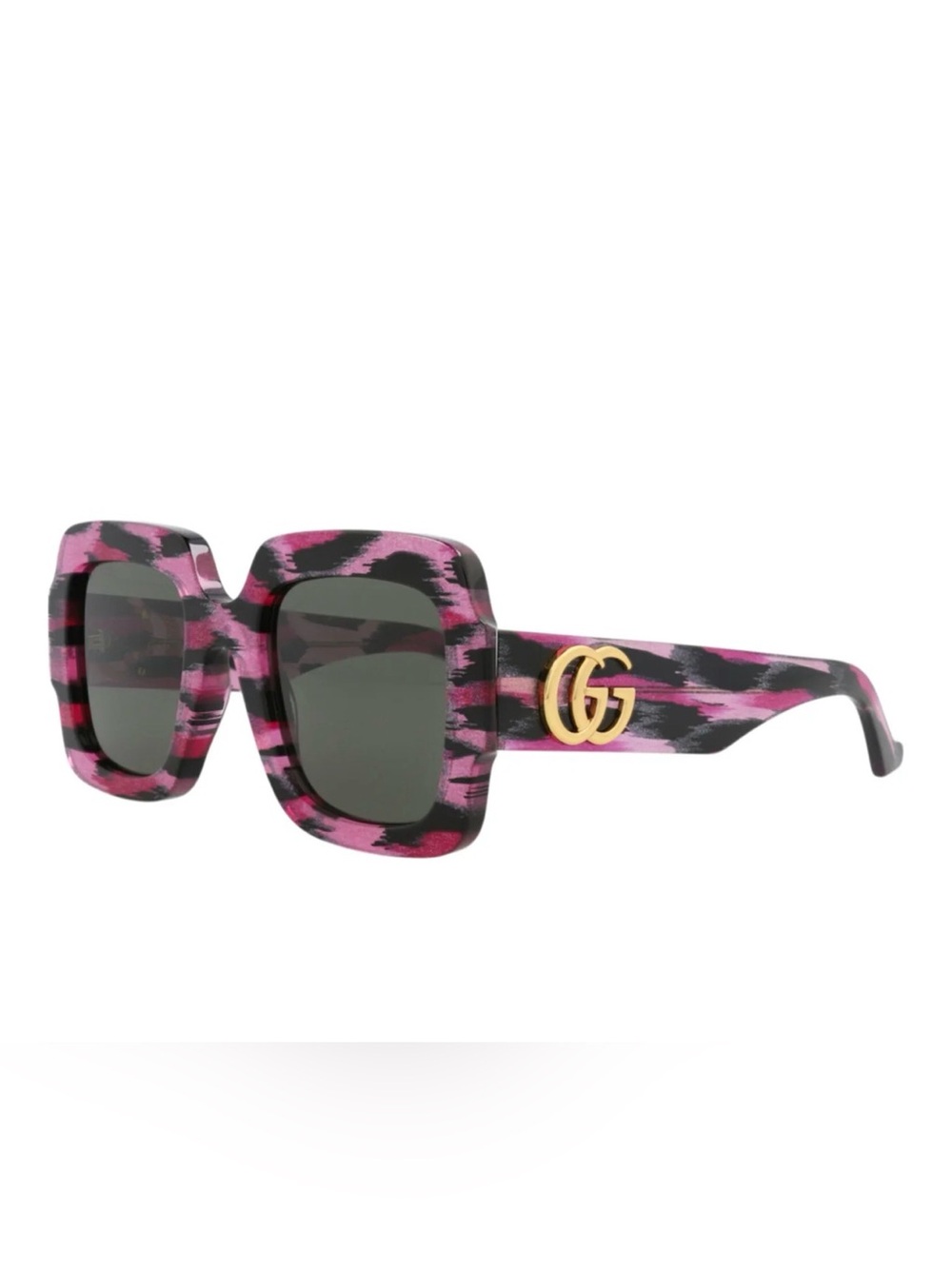 Gucci Sparkle Pink and Black Zebra-Frame Sunglasses NIB